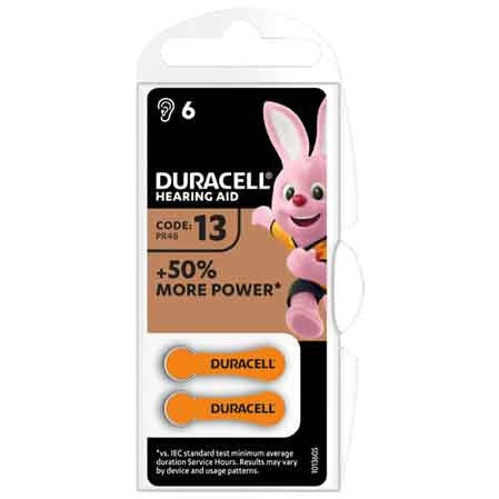 PILA PER APPARECCHI ACUSTICI 'EASY TAB 13' Blister 6 pezzi - Col. Arancio - 10 confezioni- DURACELL
