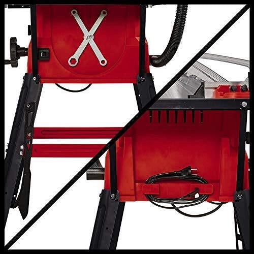 Einhell 4340490 TC-TS 2025-2 U Sega circolare da banco 2000 W regolazione altezza e inclinazione lama guida parallela arresto angolare ±60° aspirazione integrata colore Rosso-Argento