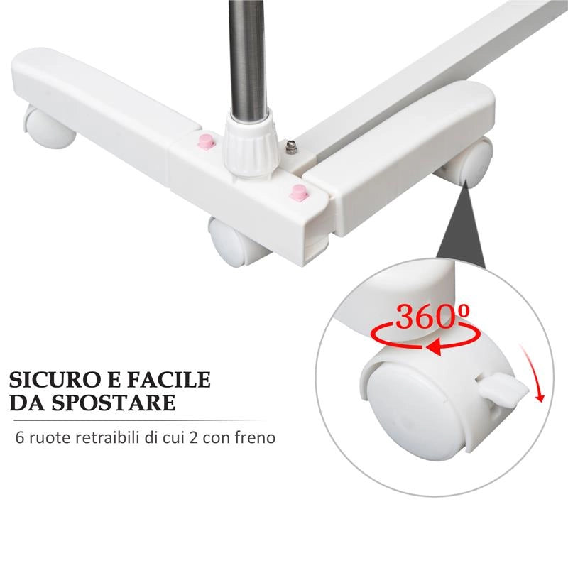 STENDINO PREMIUM A 3 PIANI REGOLABILE CON 6 RUOTE 80-142 X 55 X H152 CM