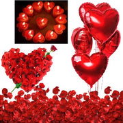 Set di Candelotti e Foglie di Rosa per San Valentino - Decorazione per San Valentino - 50 Candelotti - Rosso - Foglie di Rosa di Seta