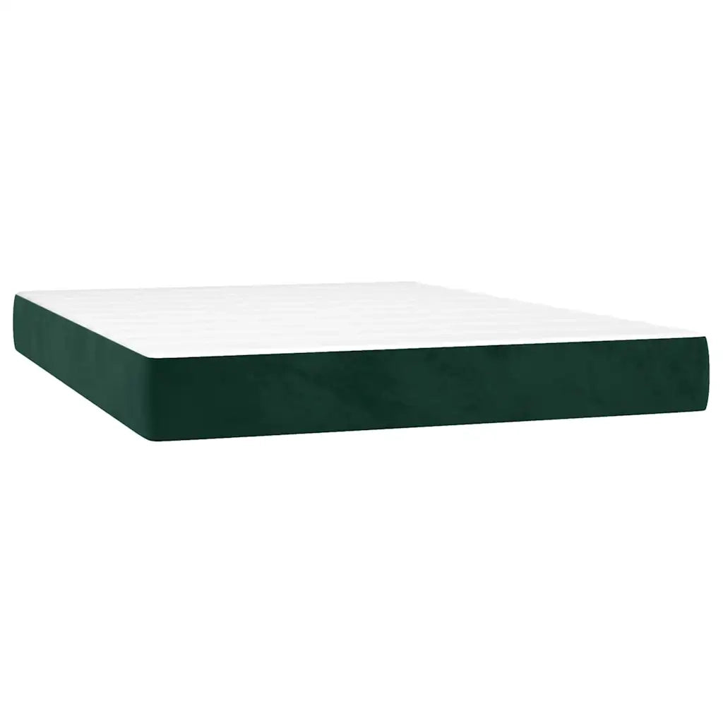 Giroletto a Molle con Materasso Verde Scuro 140x200 cm Velluto 3142908
