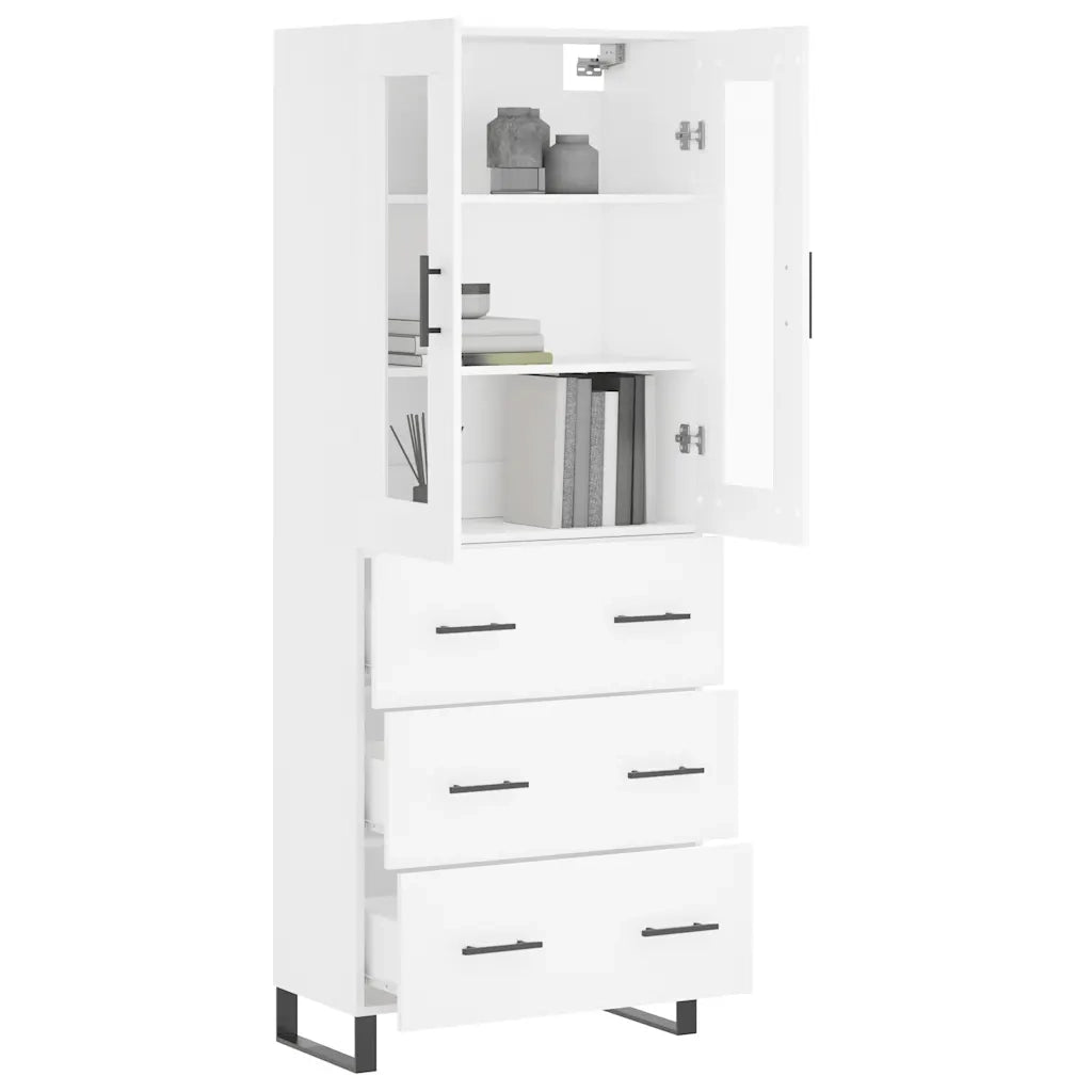 Credenza-Buffet-Armadio da cucina Bianca 69,5x34x180 cm in Legno Multistrato 274085