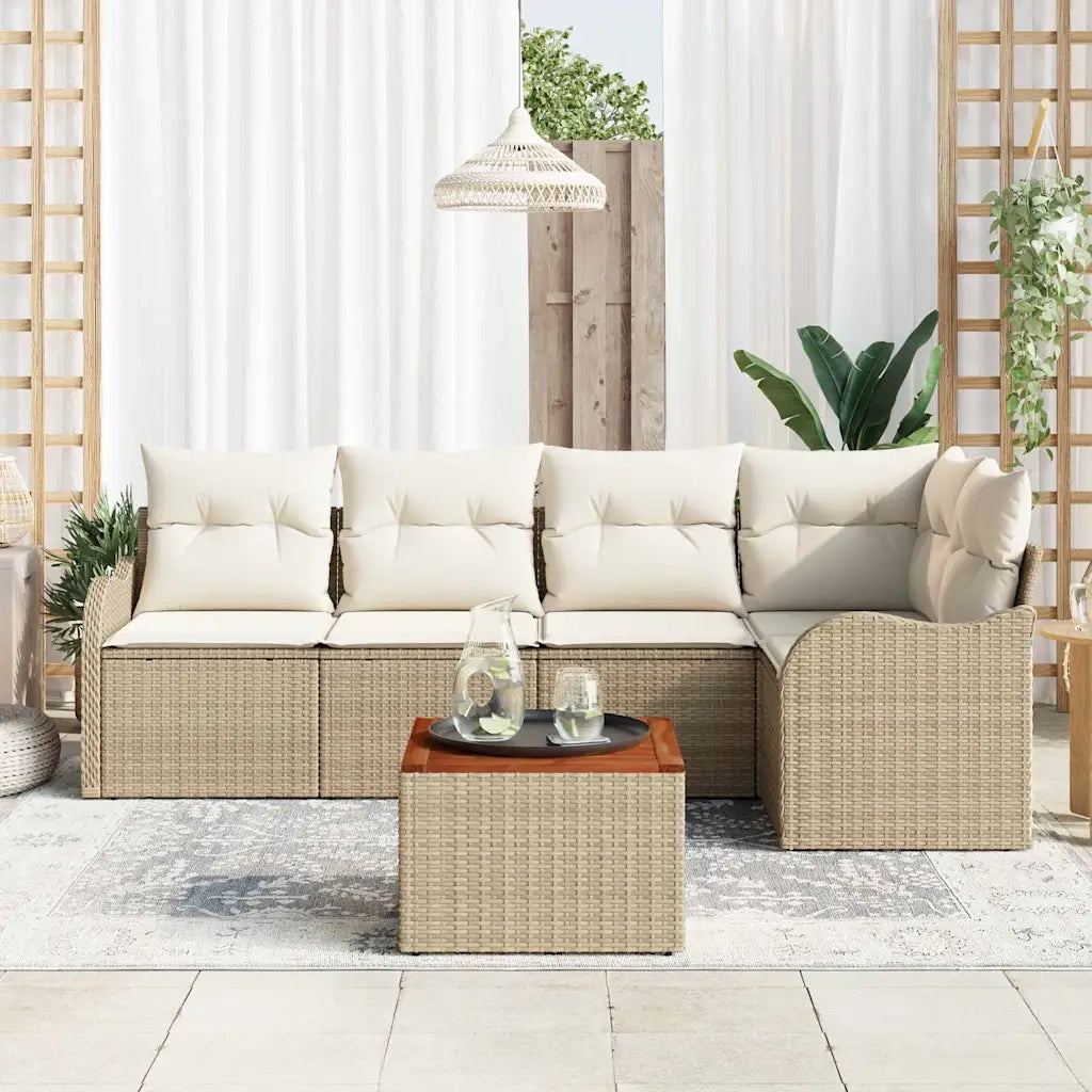 Set Divano da Giardino 6 pcs Beige e Crema polyrattan 3356125