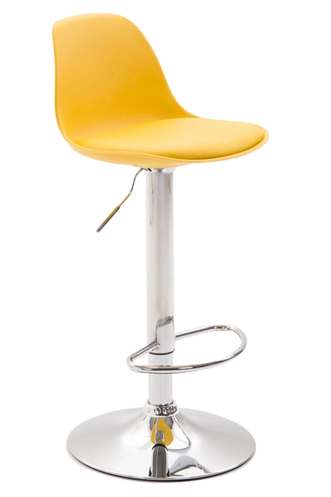 Sgabello di design KIEL in polipropilene e similpelle cromo,giallo
