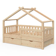 Vitalispa Letto montessori bambini Legno naturale 80x160 cm con 2 cassetti