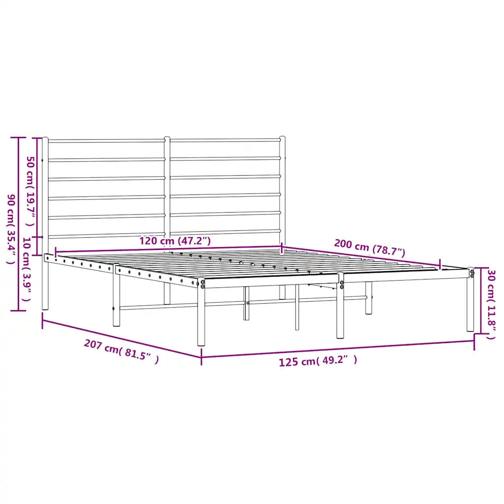 Giroletto con Testiera in Metallo Bianco 120x200 cm 352366