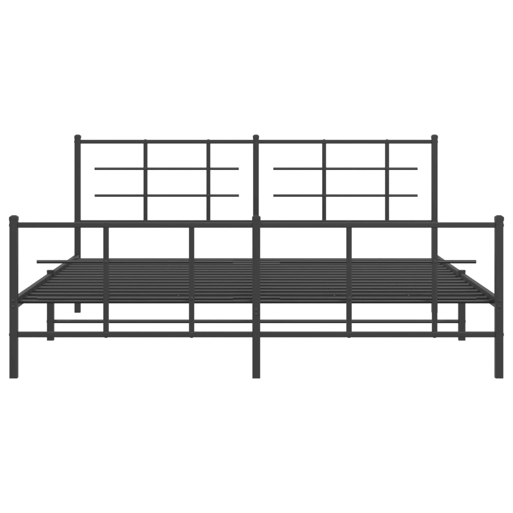 Giroletto con Testiera e Pediera-Struttura Letto Metallo Nero 183x213 cm 602848