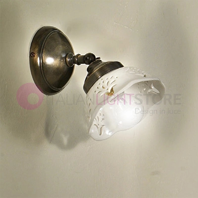 RIPARBELLA  Applique Spot Orientabile Ottone Ceramica Rustico Country