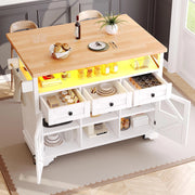 Carrello da cucina multifunzionale - Xylo - Con LED e tavolo pieghevole, 3 cassetti e 2 ante