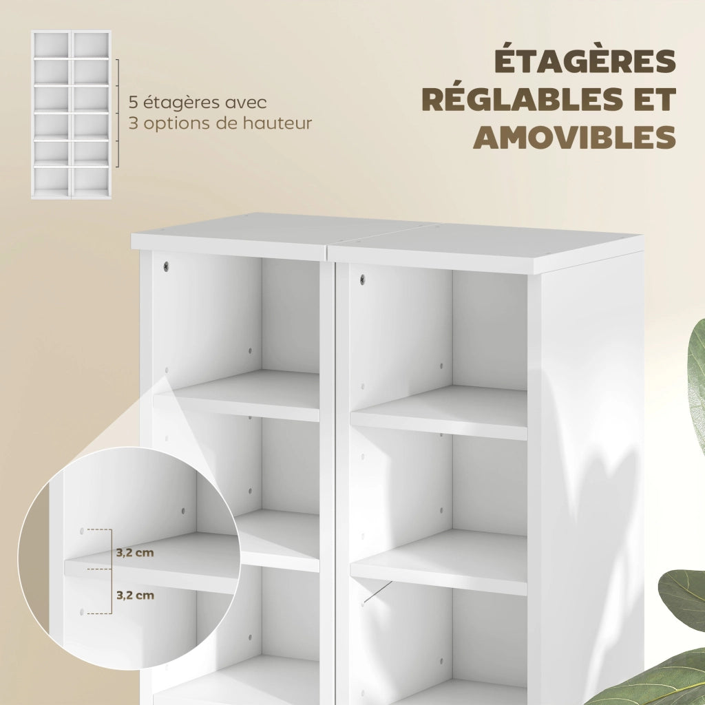 Armadio colonne per CD e DVD ¨C zephmum ¨C 12 ripiani, bianco, 21x22.5x88.5 cm