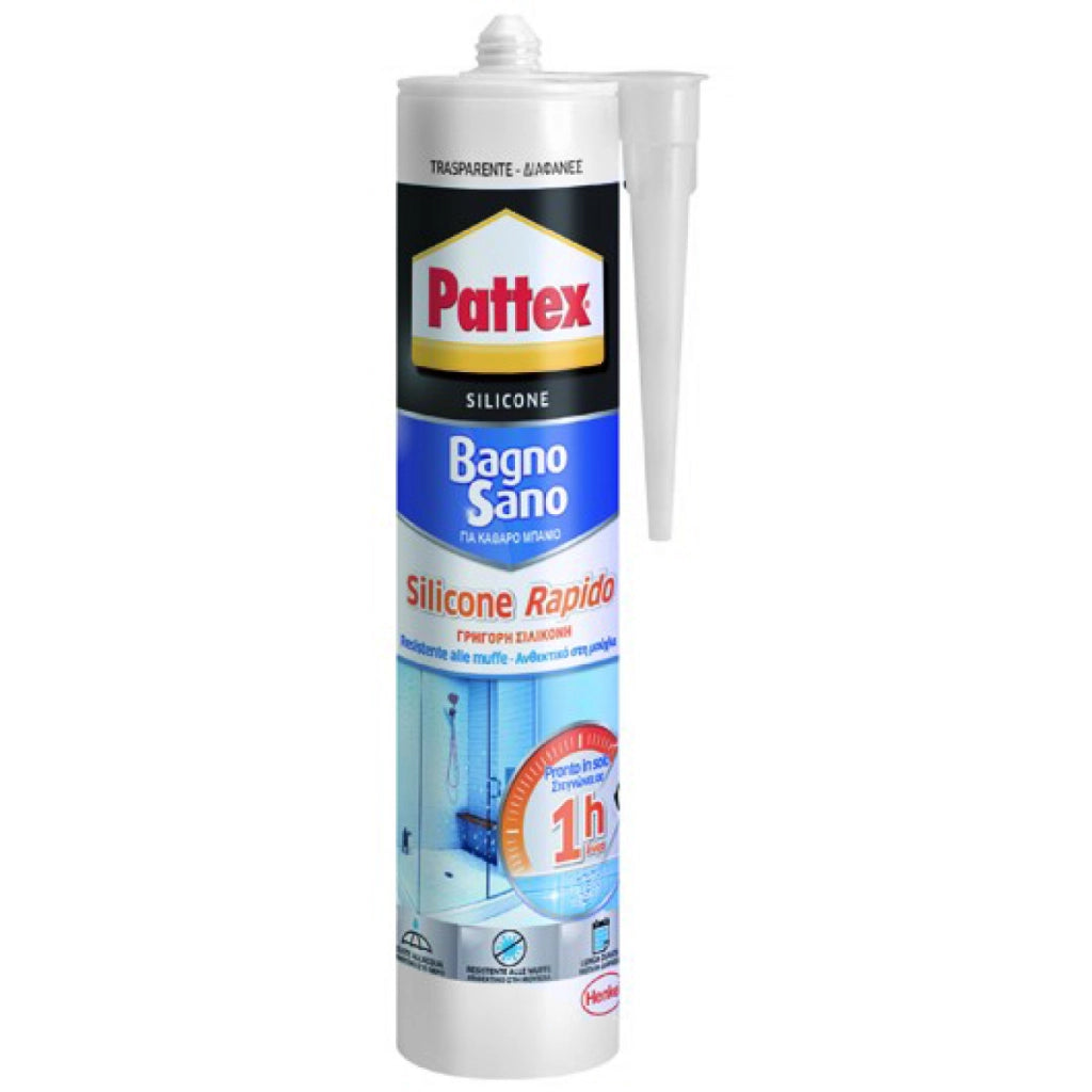 SILICONE BAGNO SANO RAPIDO TRASPARENTE A BASE ACETICA - 290 ML TRASPARENTE  - HEN