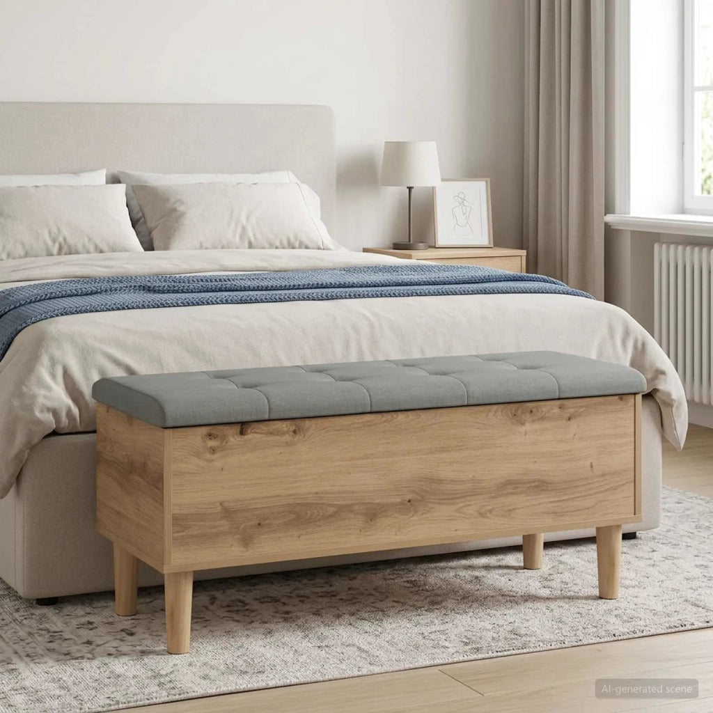 Panchina con Cuscino Rovere Artigianale 102 x 42 x 46 cm 8017750