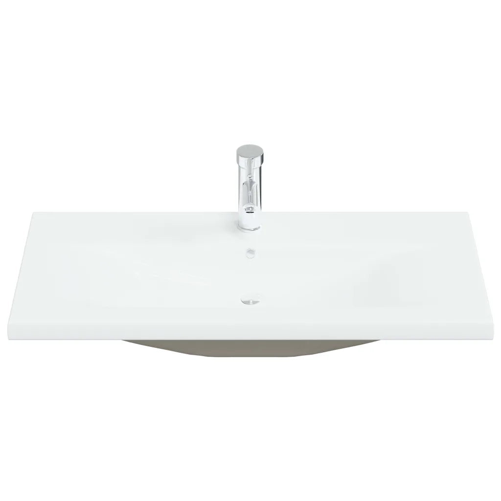 Lavabo da Incasso con Rubinetto 91x39x18 cm in Ceramica Bianco 148626