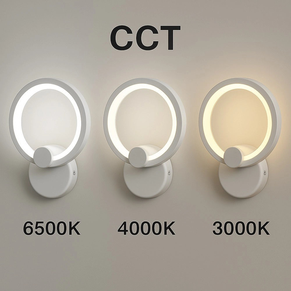 Trade Shop - Applique Led Forma Di Cerchio 9w Moderna Tecnologia Cct Luce Fredda Calda Naturale E27-3c -