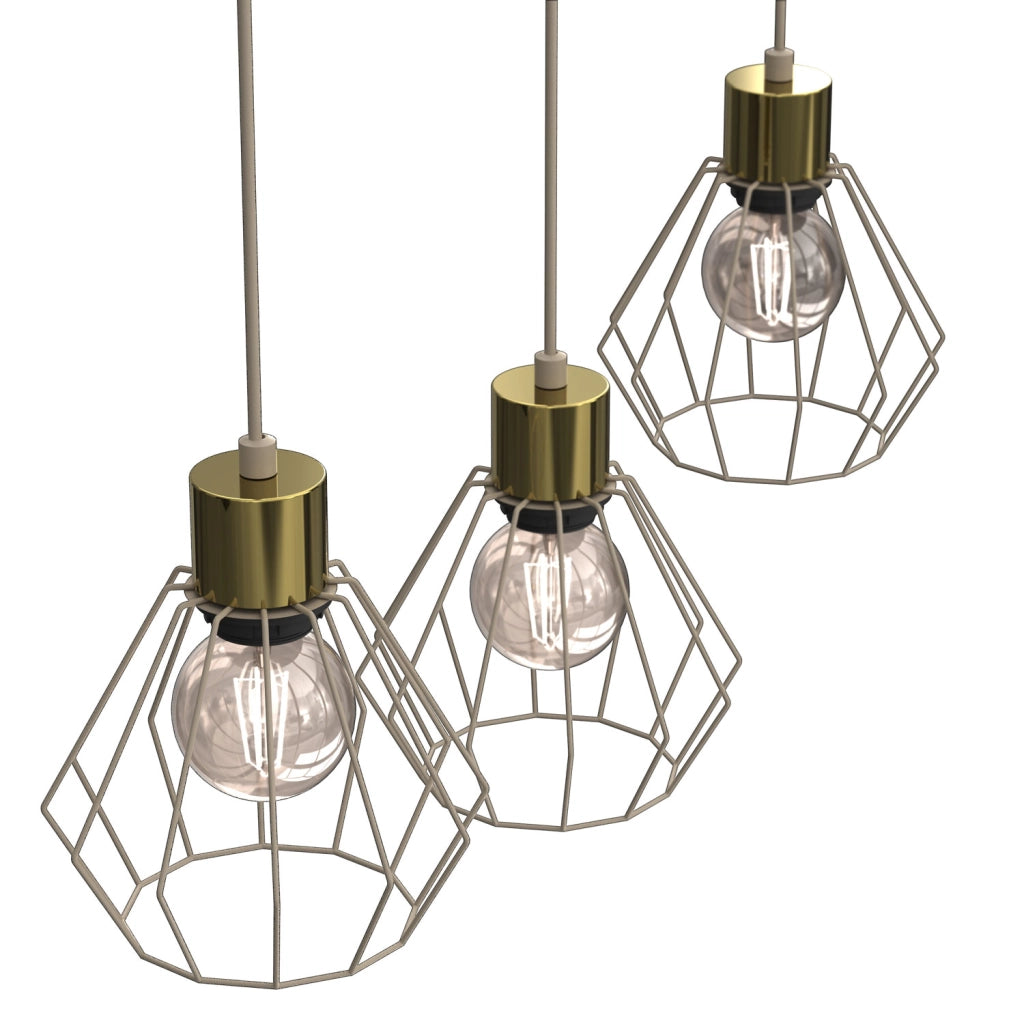 Lampada sospesa Parkla 3 luci E27 beige oro Luminex