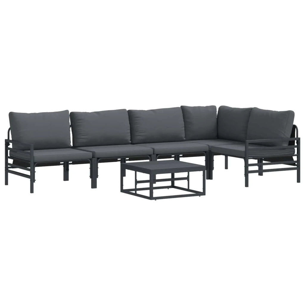 Set Divano da Giardino con cuscino 6 pcs Nero Acciaio