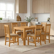 Set da pranzo 7 pz Beige Legno di Quercia Massello 3430366