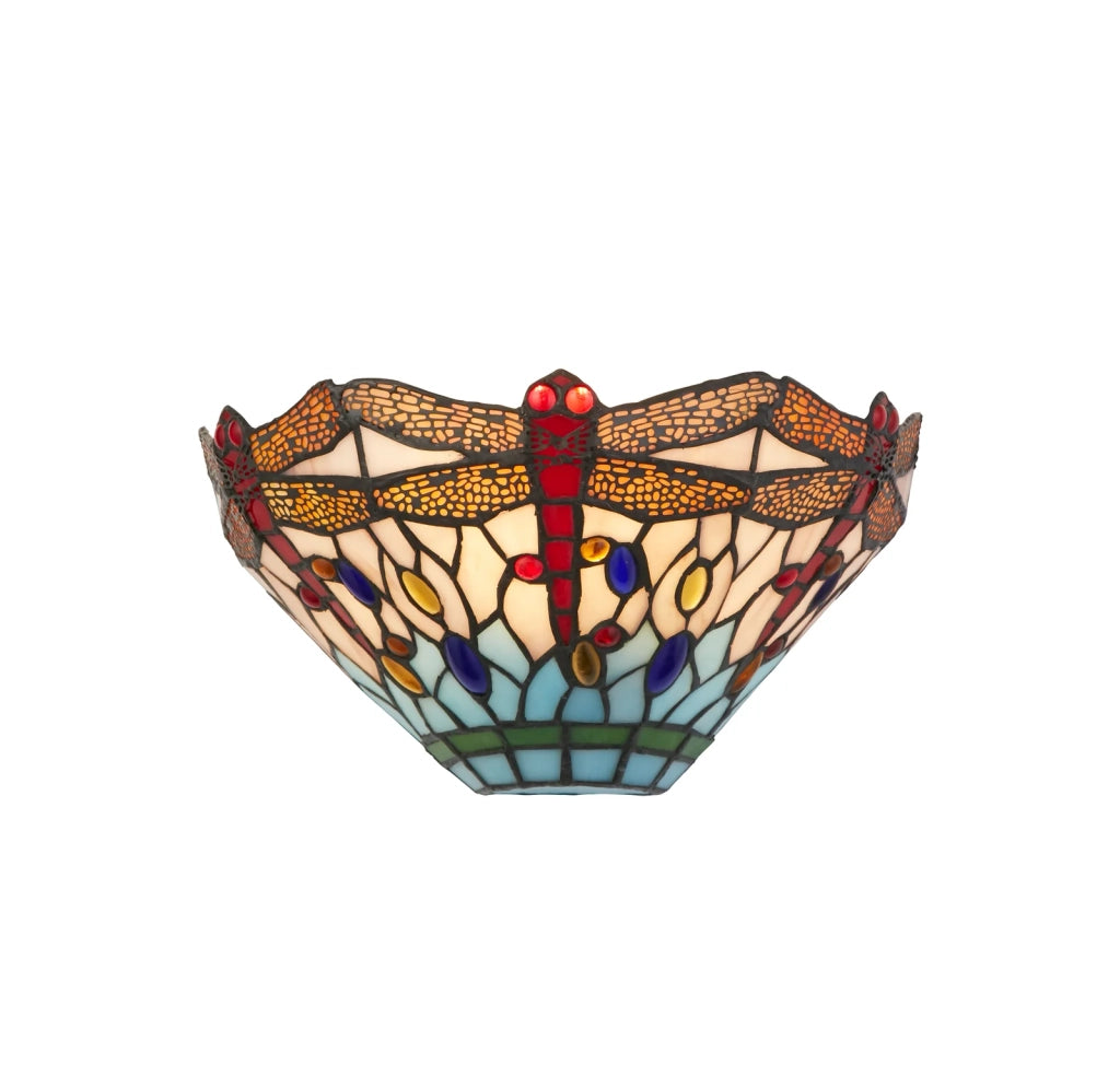 Applique Tiffany Libellula Acciaio Multicolor Vetro 1 Luce E14