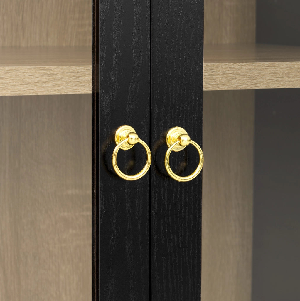 CREDENZA ALTA 76,2x40,1x180 cm Nera in MDF e vetro