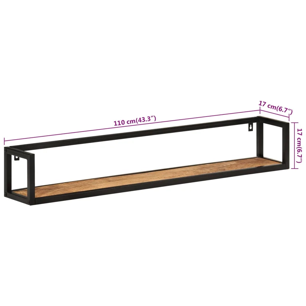 Mensole da Parete 2 pz 110x17x17cm Legno Massello Mango e Ferro 353792