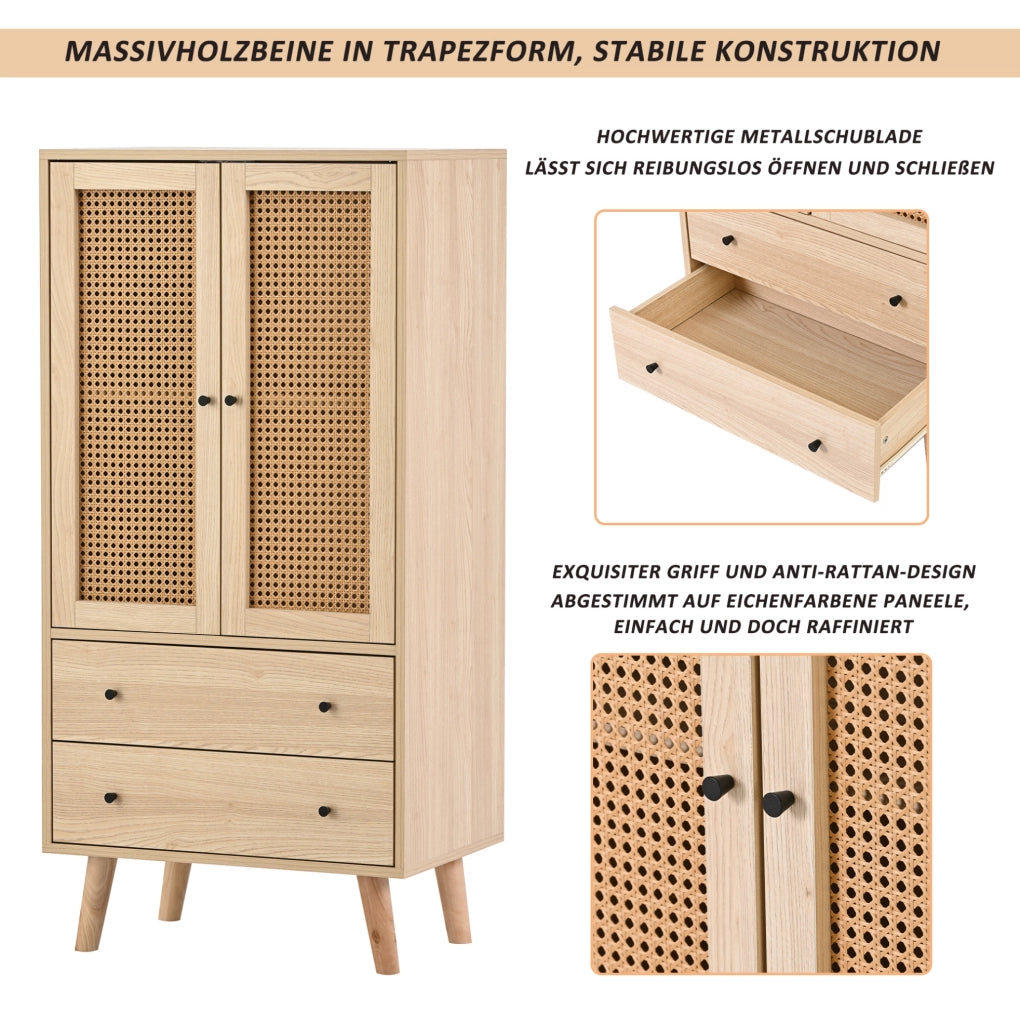 Madia in truciolare effetto rovere con 2 ante e 2 cassetti