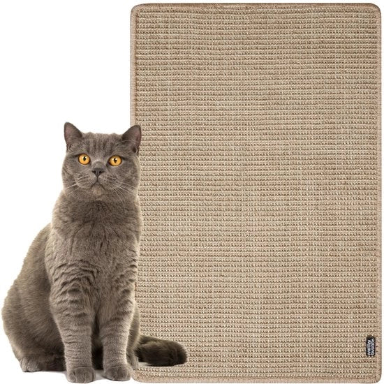 Matto per gatti - 60 x 40 cm Matto in sisal di alta qualità, piastrelle di krab naturali, matto multifunzionale in sisal, tappeti robusti per gatti, protegge i mobili (beige)
