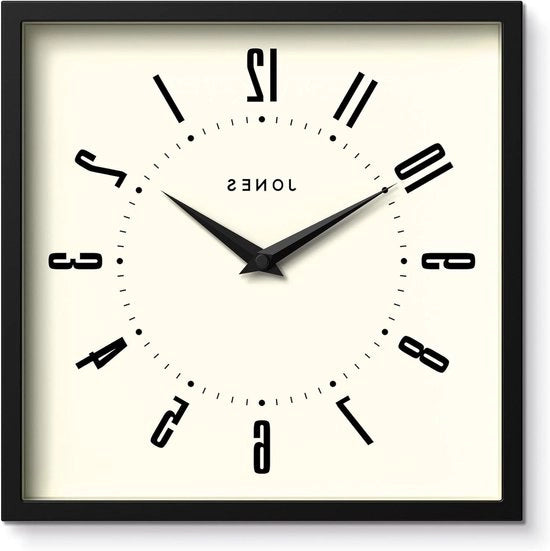Orologio da parete quadrato | 25 cm | Nero | Numeri leggibili | Ideale per cucina o ufficio.