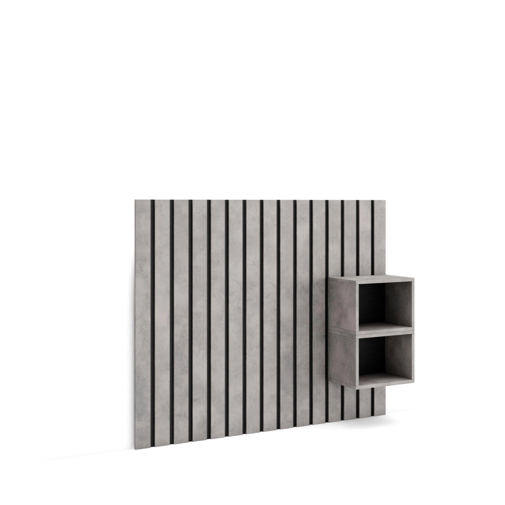 Testiera e Comodini, 133x107x3cm, Letto 80,90,110cm, Pannelli, grigio cemento RF3571
