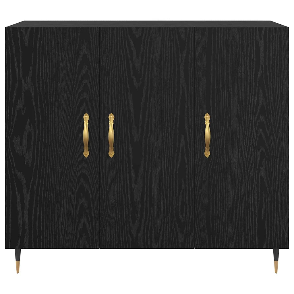 Credenza-Buffet-Armadio da cucina Rovere Nero 90 x 34 x 80 cm Legno multistrato 303478