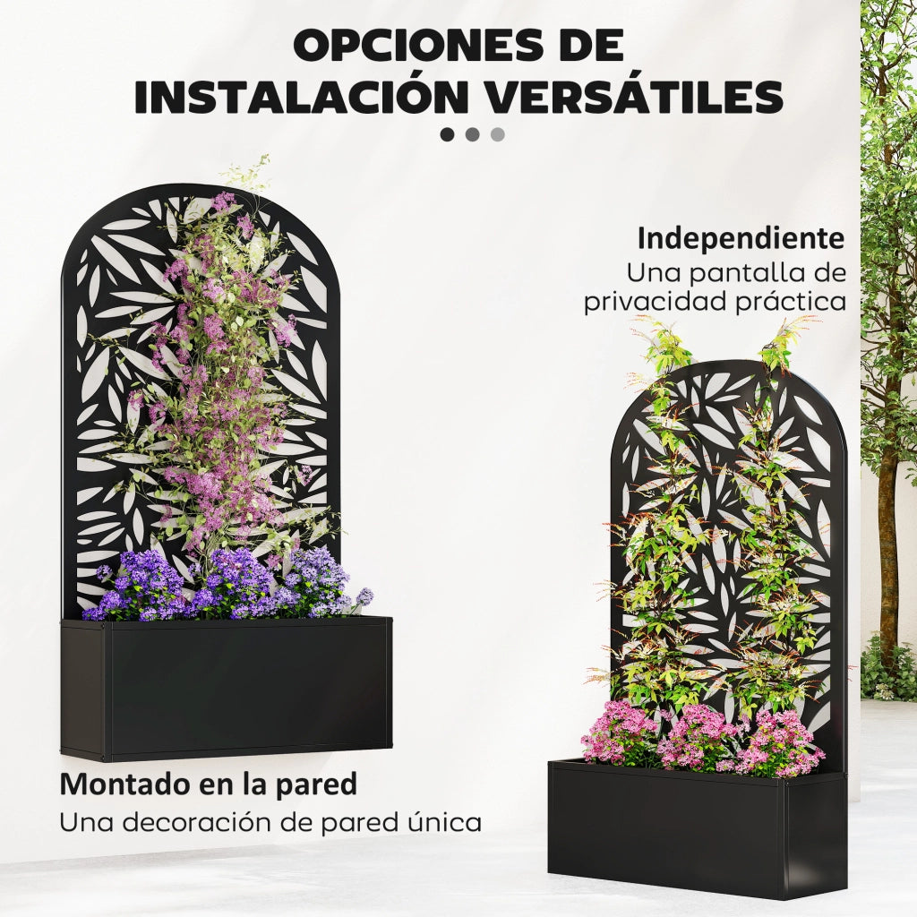 Fioriera con Schermo Privacy Curvo in Metallo ¨C Xylo ¨C Nero 61x23x113 cm