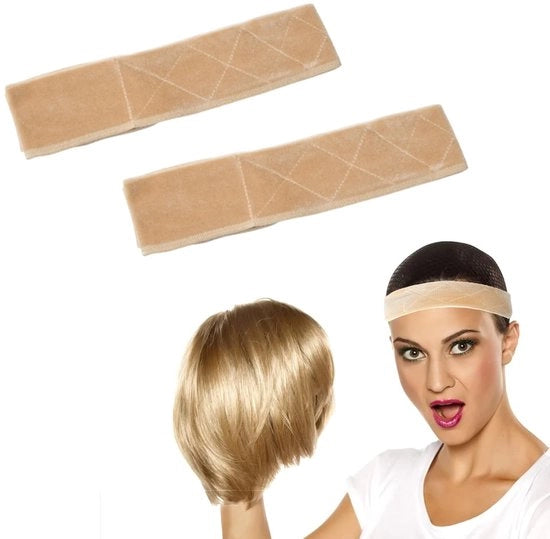 Pruikband Verstelbare Antislip per Capelli - 2 Pezzi - Fodera in Velluto Oro - Comodo - Protezione Naturale per i Capelli
