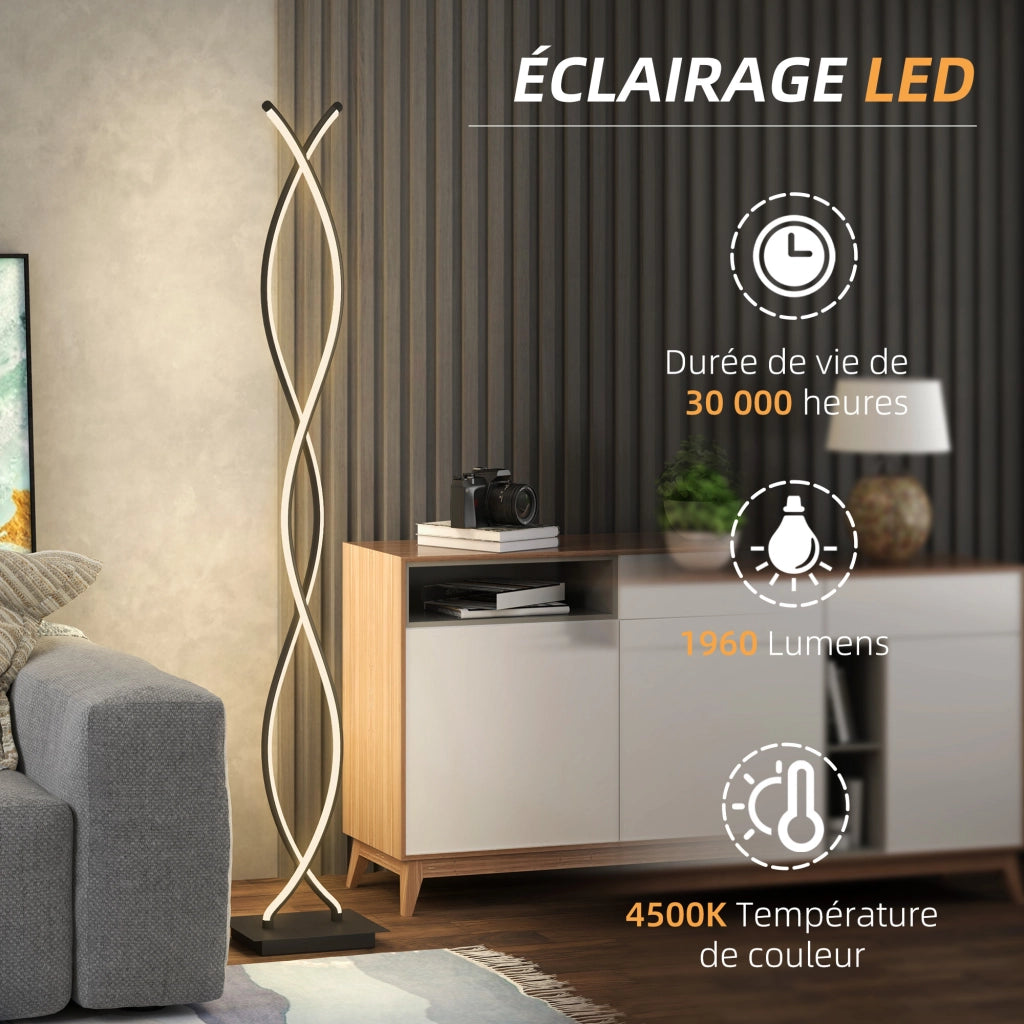 Lampada da terra per soggiorno con 3 livelli di luminosit¨¤ ¨C zephmum ¨C nero