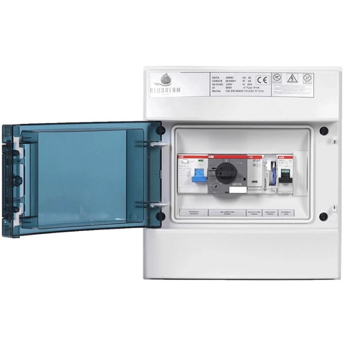 Quadro Elettrico Meccanico Con Presa Fari Per 1 Pompa 1 Hp E Alimentazione Per Utenza Supplementare - Monofase