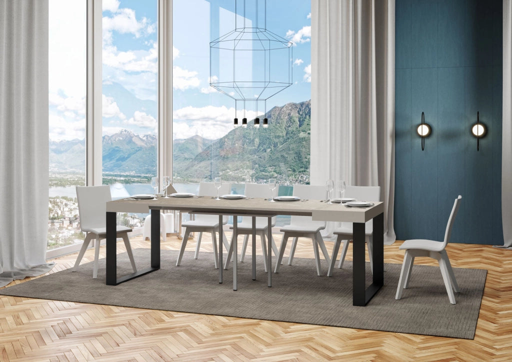 Tavolo Allungabile 90-246x90x77 cm Tecno Cashmere Telaio Antracite