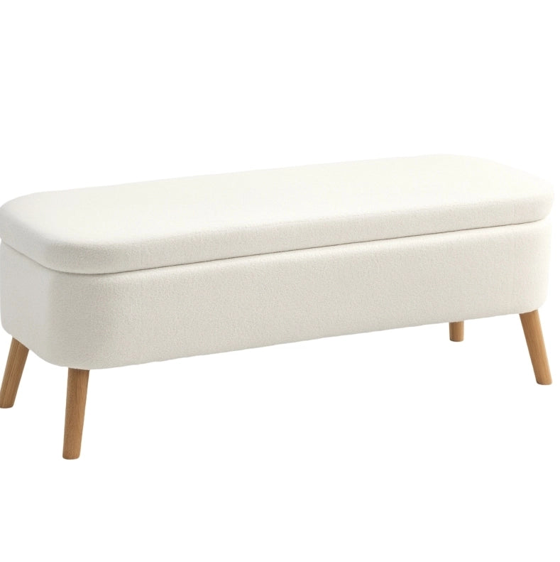 Panca contenitore imbottita 120 cm, crema