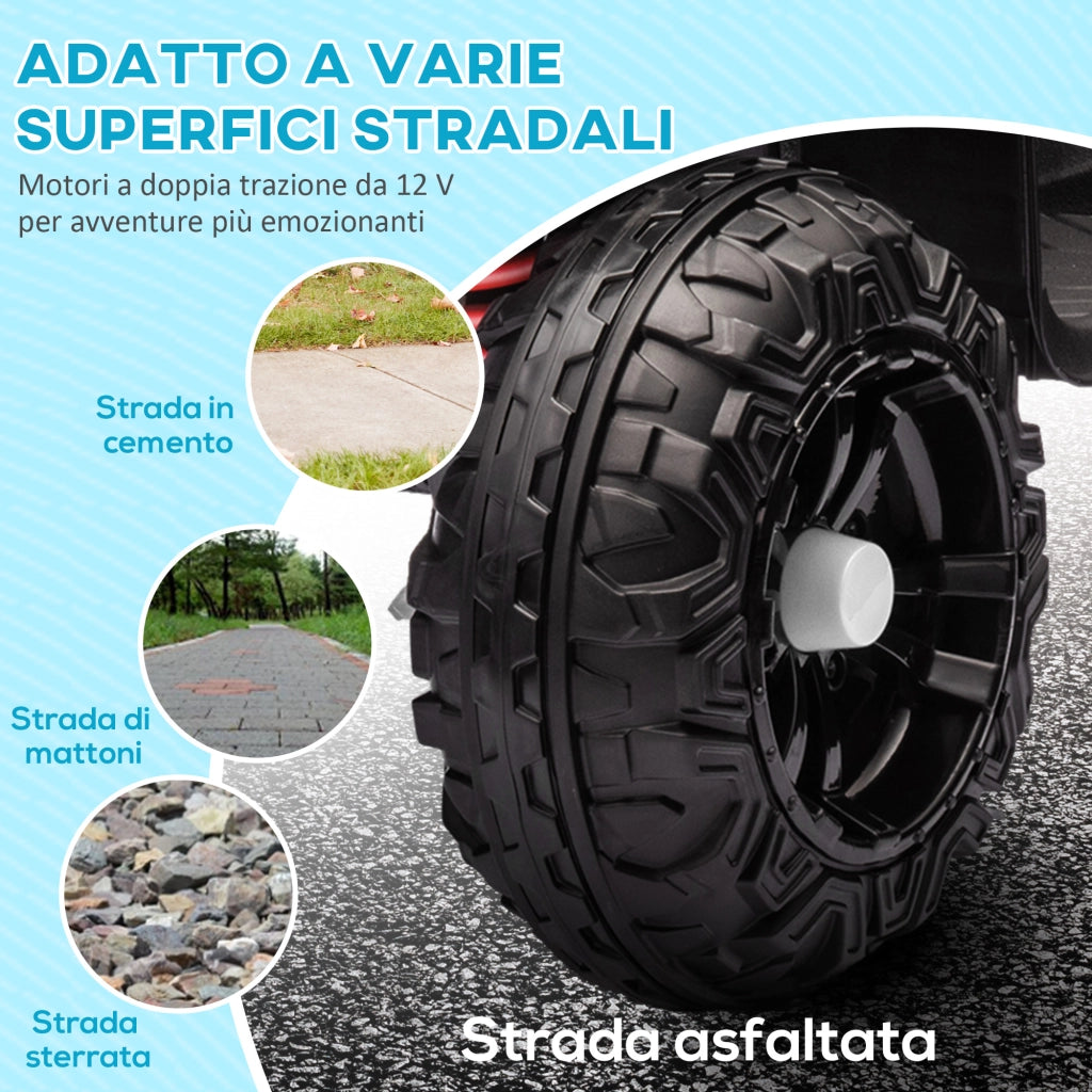Quad Elettrico per Bambini 12V con 2 Motori Sospensioni Fari LED MP3 Bianco