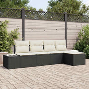 Set Divano da Giardino 5 pcs Nero e Crema polyrattan