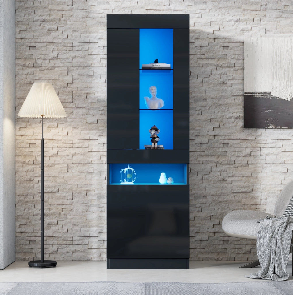 Vetrina LED USB in truciolare 50x40x180 cm; nera