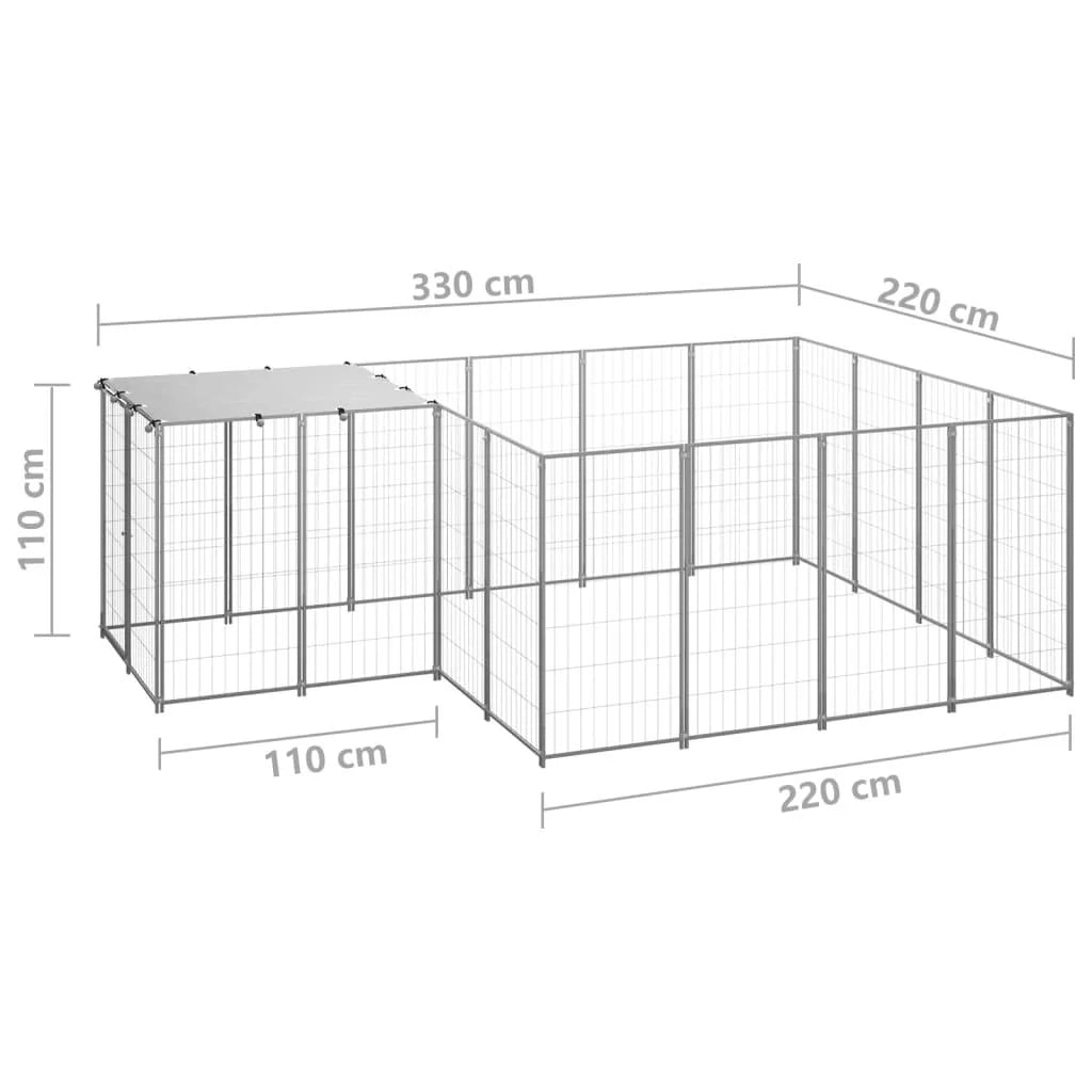 Gabbia per cani da esterno recinto per animali colore argento 6,05 m² in acciaio codice 02_0000292