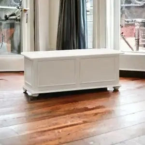 Cassapanca in legno Shabby chic mod cipolla bianco