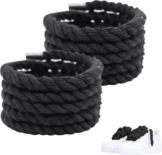 Cordoni in set a 8 mm per Air Force 1 in design Campus 00s - Neri cordoni spessi, stile e duraturi