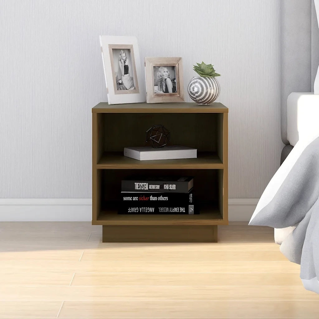 Comodini 2 pz-Set di 2 Tavolino da notte Ambrati 40x34x40 cm in Legno Massello di Pino