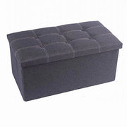 Trade Shop - Pouff Puff Pouf Contenitore Imbottito Portaoggetti Seduta Grigio 76x38x35cm 79426 -