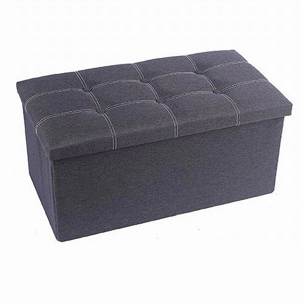 Trade Shop - Pouff Puff Pouf Contenitore Imbottito Portaoggetti Seduta Grigio 76x38x35cm 79426 -