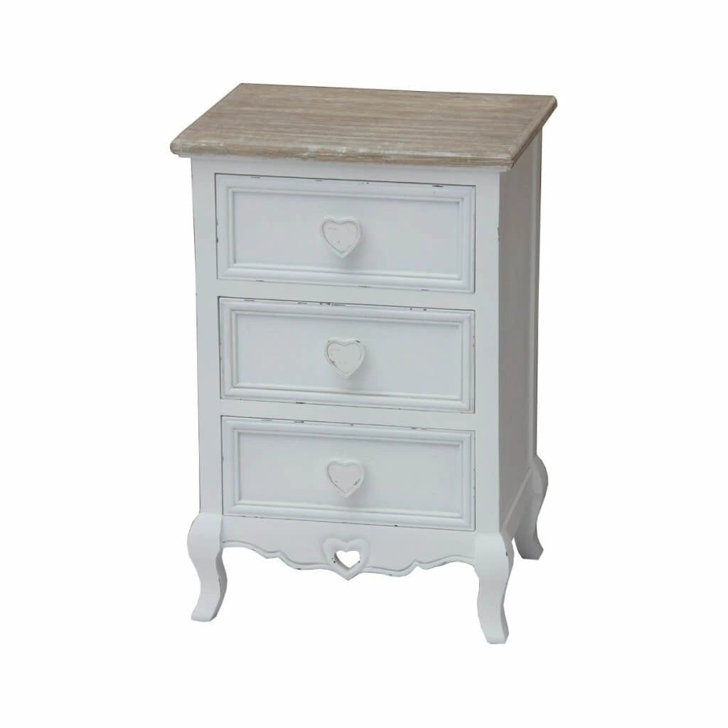 CASSETTIERA CUORE IN LEGNO DI PAULOWNIA CON 4 CASSETTI 44 X 34 X H90 CM