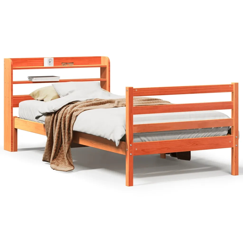 Letto senza Materasso Marrone Cera 75x190 cm in Legno di Pino 3306655