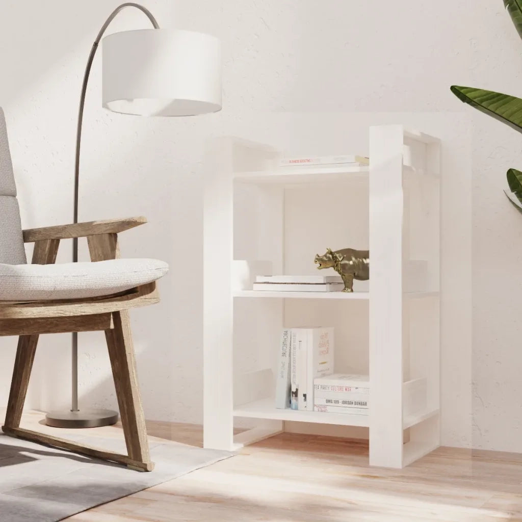 Libreria/Divisorio Bianco 60x35x91 cm in Legno Massello di Pino 813880