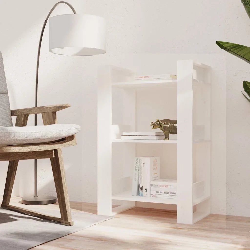 Libreria/Divisorio Bianco 60x35x91 cm in Legno Massello di Pino 813880