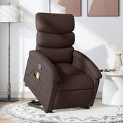 Poltrona Alzapersona Massaggi Reclinabile Marrone Scuro Tessuto 3203995