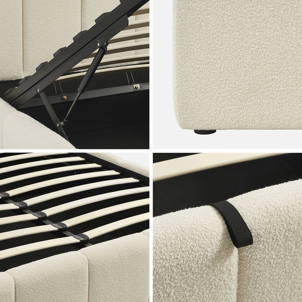 Struttura letto con contenitore e testiera 140cmx190cm, imbottita